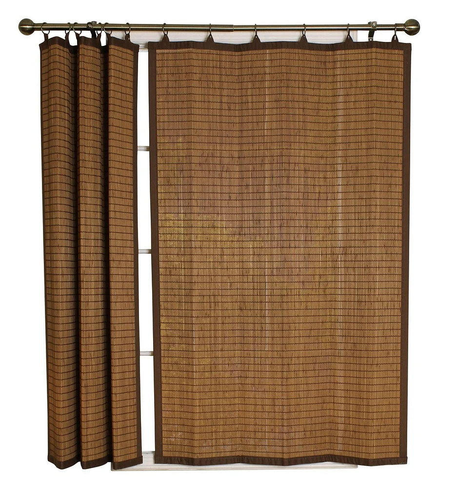 Versailles' Bamboo Wood Ring Top Curtain Panel Set 40in x 63in