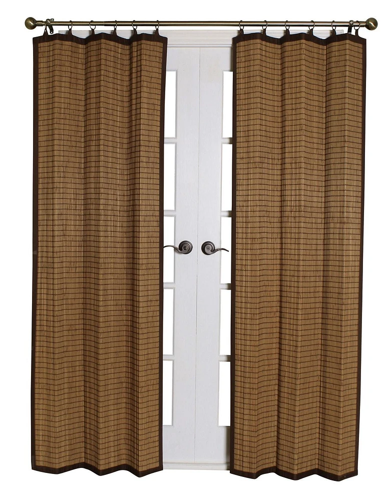 Versailles' Bamboo Wood Ring Top Curtain Panel Set 40in x 84in