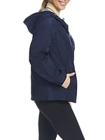 Details Women's Windbreaker With Striped Lining Trim Inside of Hood & Yoke