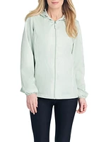 Details Women's Windbreaker With Striped Lining Trim Inside of Hood & Yoke