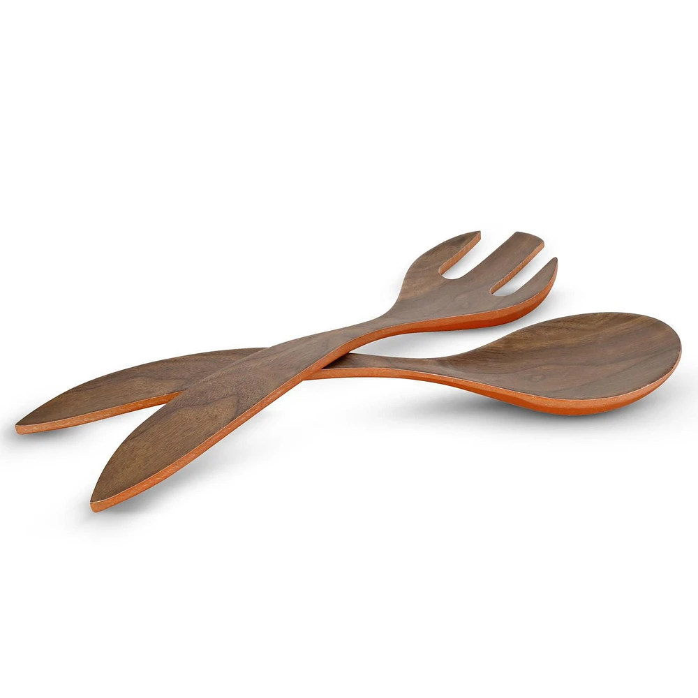 Bamboo Walnut Brick Salad Servers, Set of 2