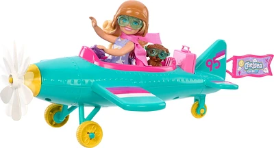 Barbie Chelsea Can Be… Plane Doll & Playset, 2-Seater Aircraft with Spinning Propellor & 7 Accessories, Ages 3+