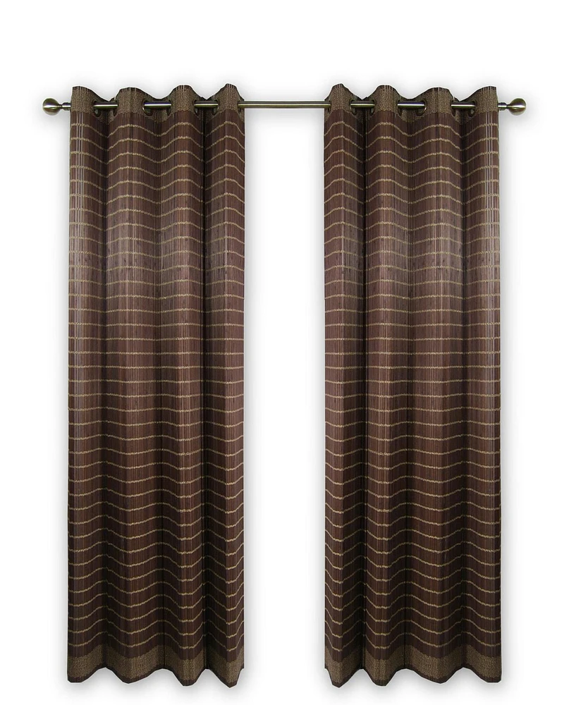 Versailles' Bamboo Wood Grommet Top Curtain Panel Set 48in x 84in