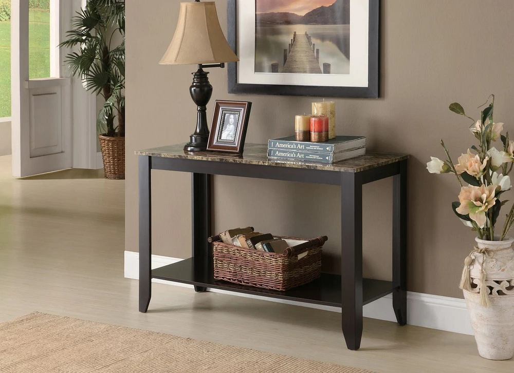 Monarch Specialties Accent Table, Console, Entryway, Narrow, Sofa, Living Room, Bedroom, Laminate, Brown Marble Look, Transitional