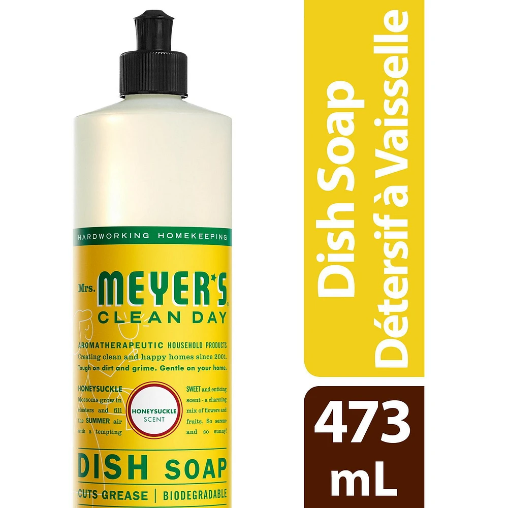 Mrs. Meyer's Clean Day Dish Soap, Dishwashing Liquid, 473ml, Honeysuckle