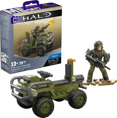 MEGA HALO FLEETCOM Mongoose Vehicle Building Kit with Micro Action Figure (79 pieces), Ages 13+