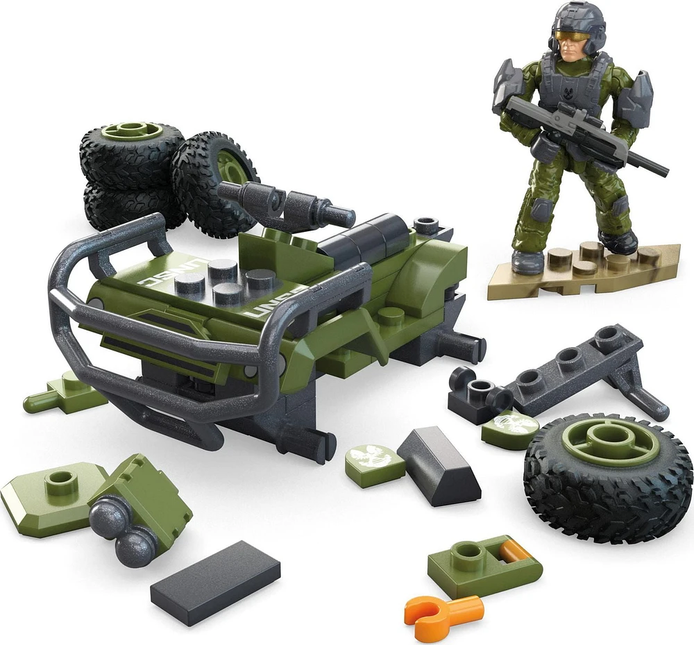 MEGA HALO FLEETCOM Mongoose Vehicle Building Kit with Micro Action Figure (79 pieces), Ages 13+