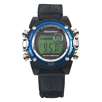 Discovery Black Nylon Fastwrap Digital Watch with Blue Accent