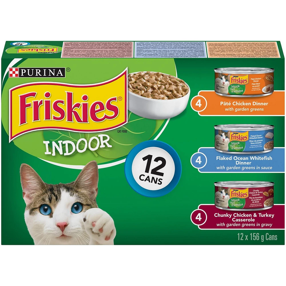 Friskies Indoor Variety Pack, Wet Cat Food 12 X 156g