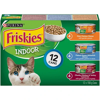 Friskies Indoor Variety Pack, Wet Cat Food 12 X 156g