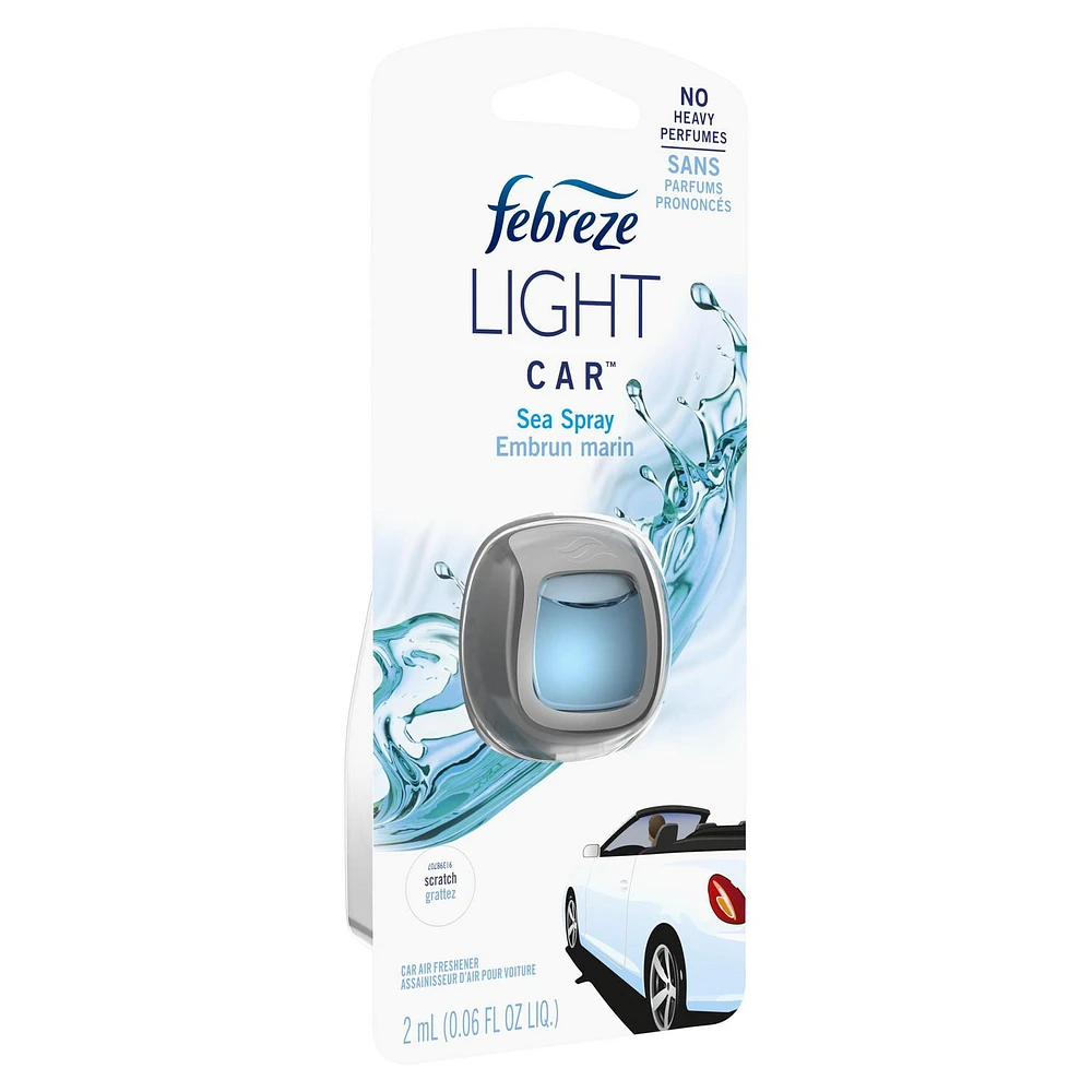 Febreze LIGHT Odor-Fighting Car Freshener Vent Clip Sea Spray, 2 mL