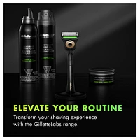 GilletteLabs with Exfoliating Bar by Gillette Razor for Men, Black and Gold Edition - 1 Handle, 2 Razor Blade Refills Rapid Foaming Shave Gel, 0MX