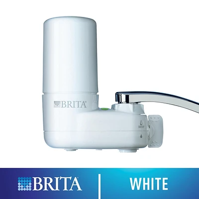 Brita Tap Water Filter System, Water Faucet Filtration System with Filter Change Reminder, Reduces Lead, BPA Free, Fits Standard Faucets Only - Basic, White,, 1 Pack