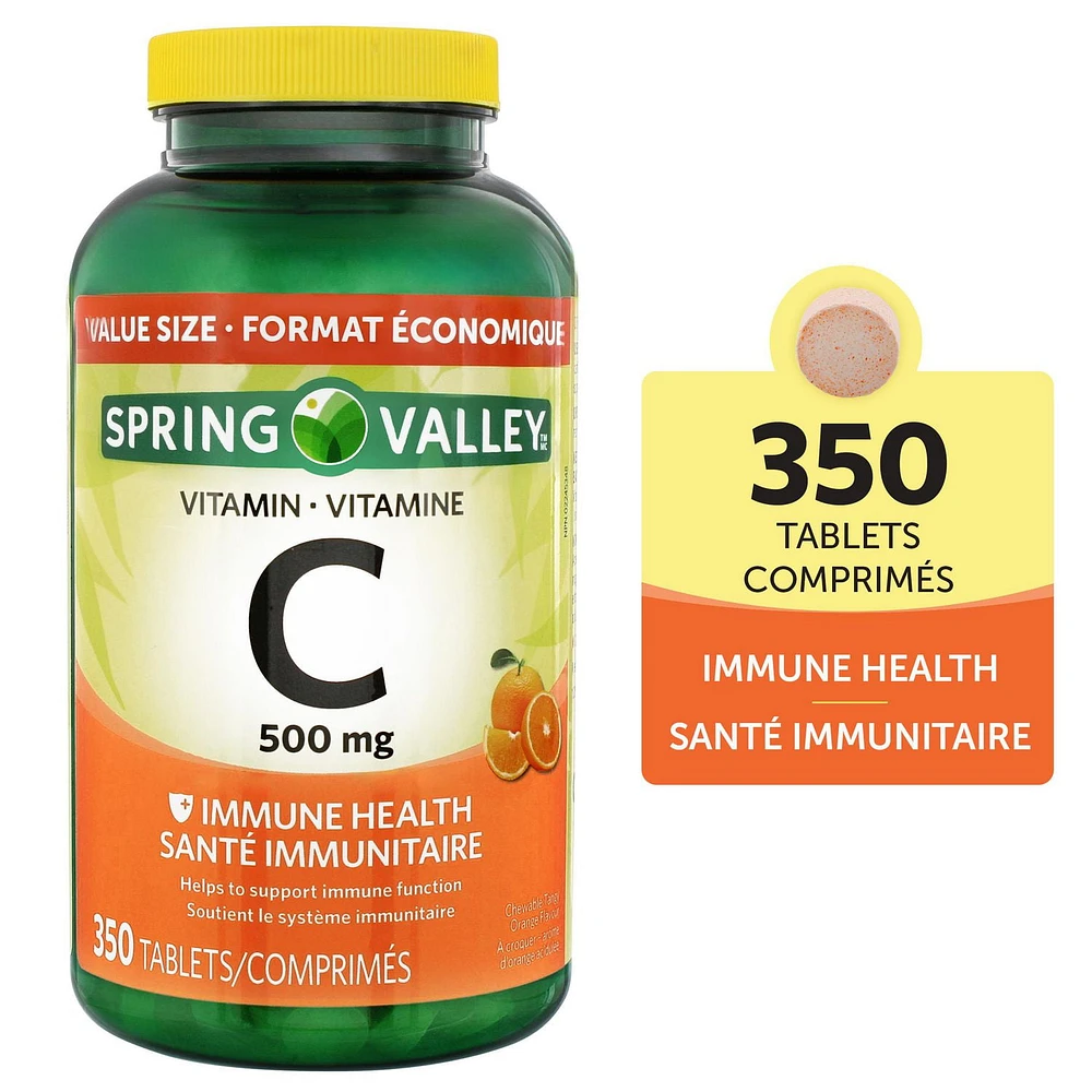 Spring Valley Vitamin C 500mg Chewable Tangy Orange flavour - VALUE SIZE, 350 Tablets