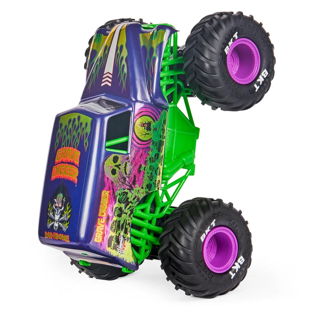 Monster Jam, Grave Digger Freestyle Force officiel, véhicule radiocommandé, jouets monster truck pour garçons, enfants et adultes, échelle 1:15