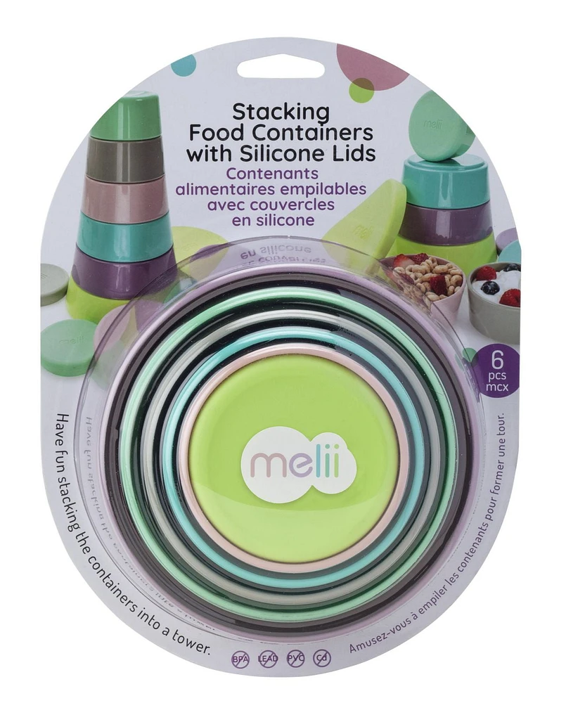 melii Contenants alimentaires empilables avec couvercles en silicone – 12 morceaux