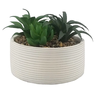 Fausses plantes succulentes Agosta dans un pot blanc de Hometrends