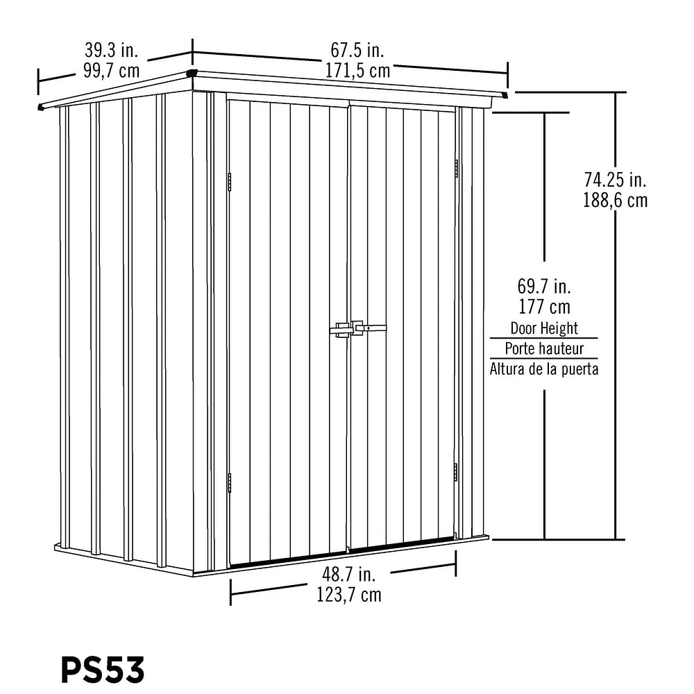 Spacemaker Patio Shed, 5x3, Flute Grey and Anthracite