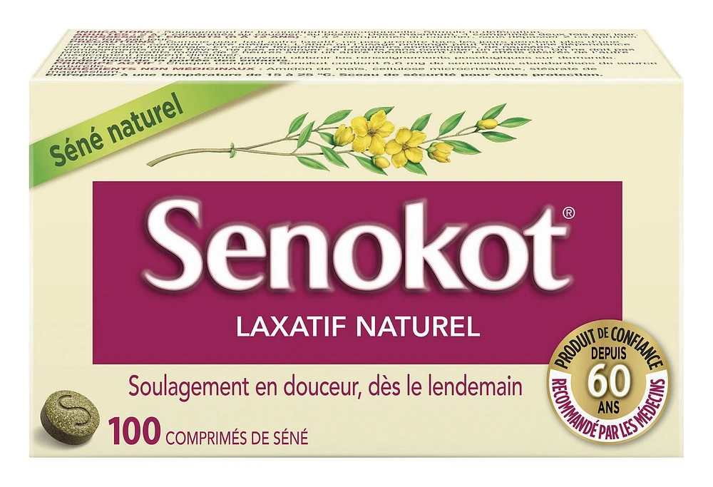 Comprimés laxative naturel de Senokot 100 Tablets Séné naturel aux effets laxatifs                            100 unités