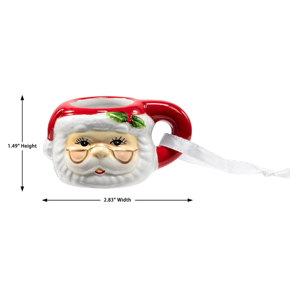 Mr. Christmas 1.5" Nostalgic Ceramic Santa Claus Mug Ornament, Red