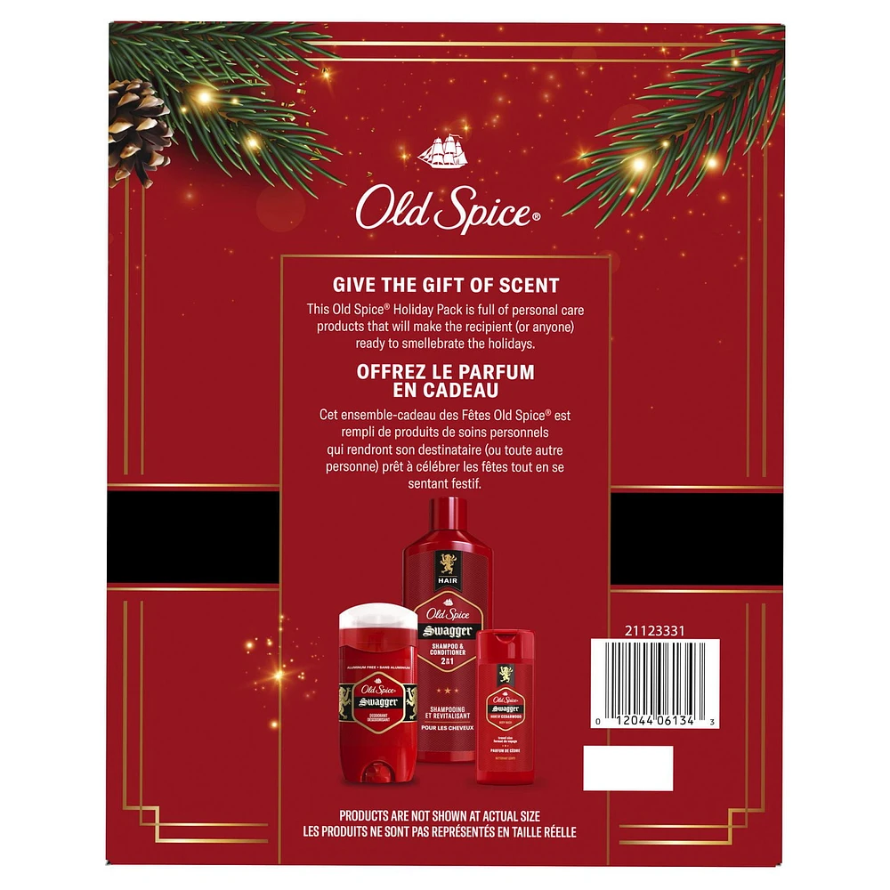 Old Spice Yule Smell Great Gift Set with Swagger 2in1 Shampoo & Conditioner, Red Collection Bodywash, and Deodorant