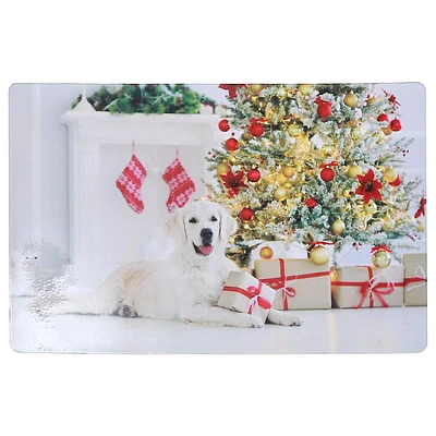 Plastic Placemat Dog With Present - Set of 12