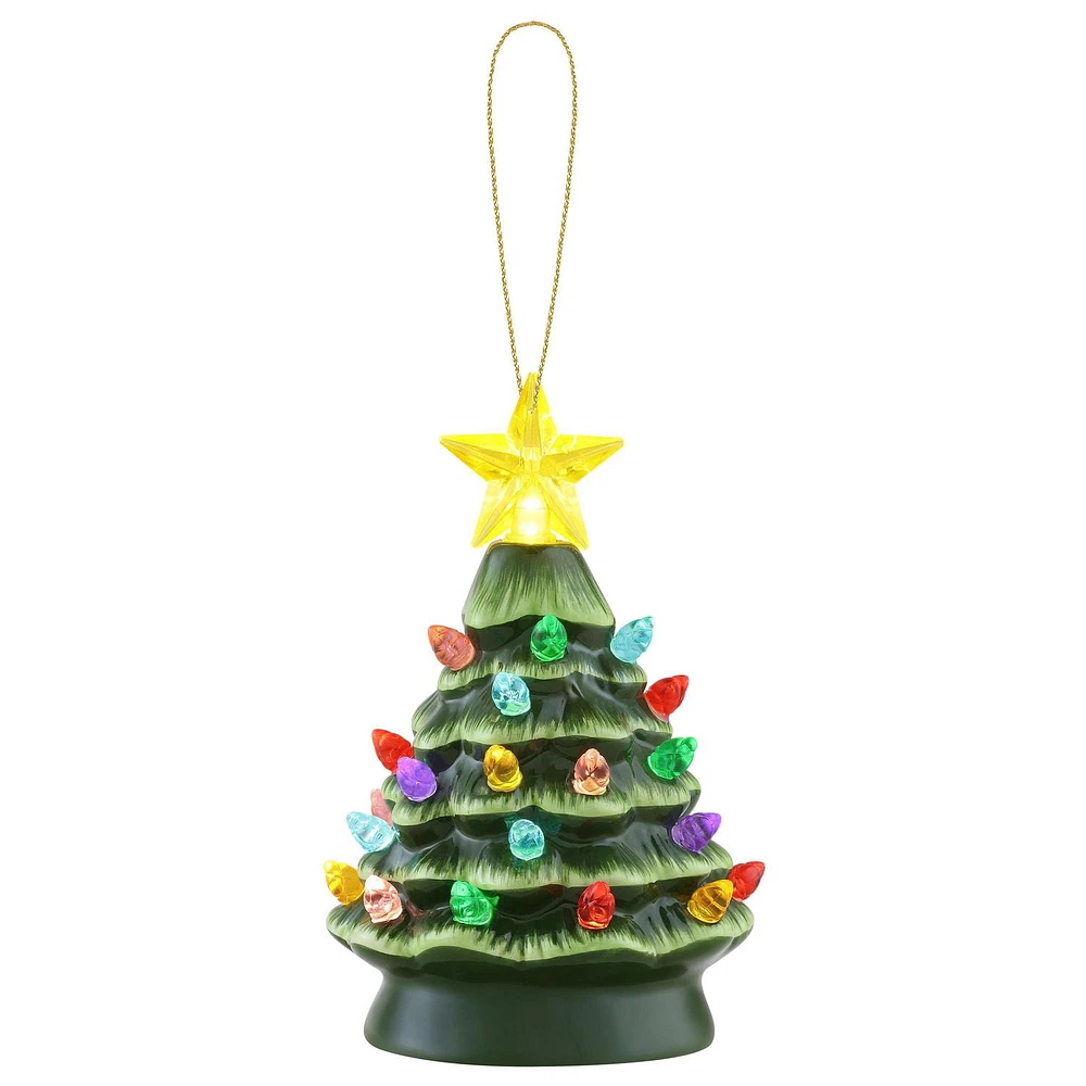 Mr. Christmas 5" Nostalgic Ceramic Lit Tree Ornament, Green, Christmas ornament