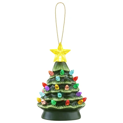 Mr. Christmas 5" Nostalgic Ceramic Lit Tree Ornament, Green, Christmas ornament