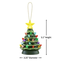 Mr. Christmas 5" Nostalgic Ceramic Lit Tree Ornament, Green, Christmas ornament