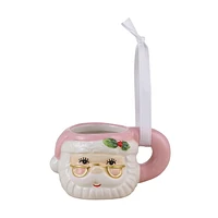 Mr. Christmas 1.5" Nostalgic Ceramic Santa Mug Ornament, Pink