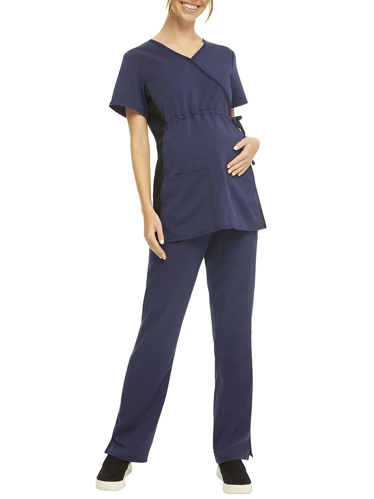 Scrubstar Women's Maternity Stretch Mock Wrap Scrub Top