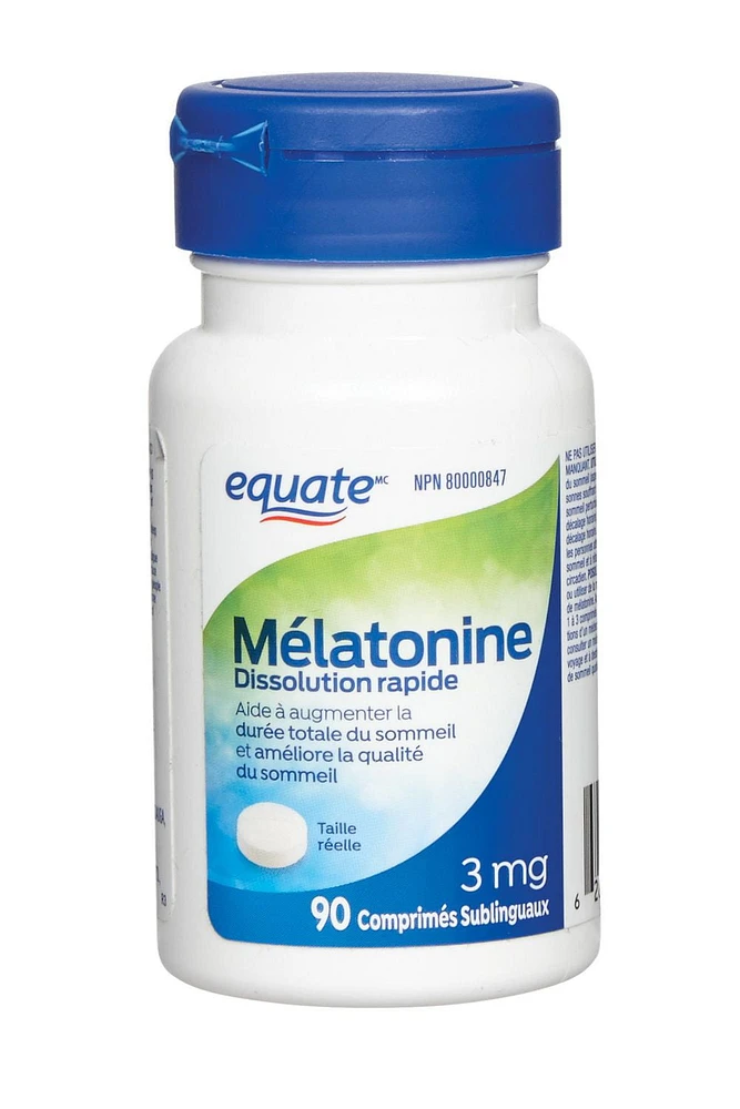Equate Melatonin Fast Dissolving 3mg, 90 Sublingual Tablets