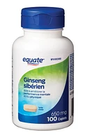 Equate Siberian Ginseng 650 mg, 100 Caplets