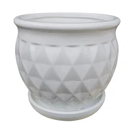 8 inch Diamond Belle Pot-White, Flower pot