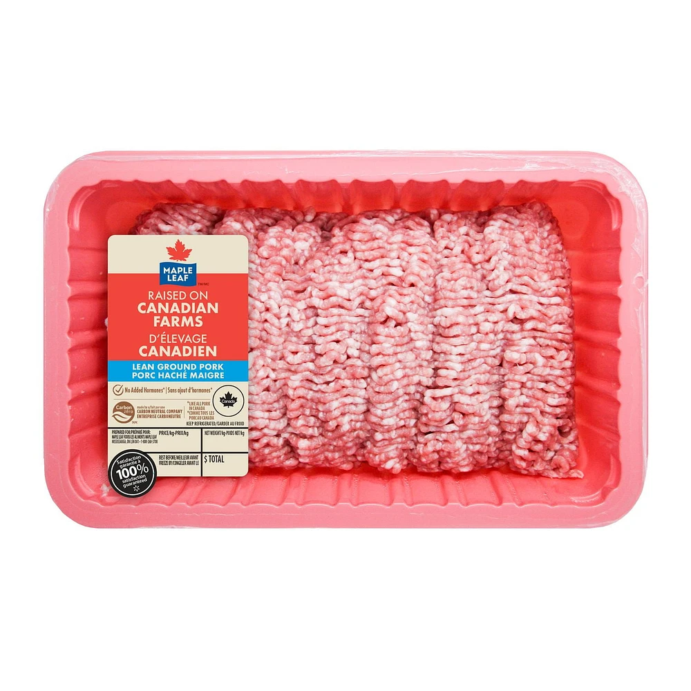 Maple Leaf Lean Ground Pork, 1 tray, Value Pack, 0.90 - 1.20 kg