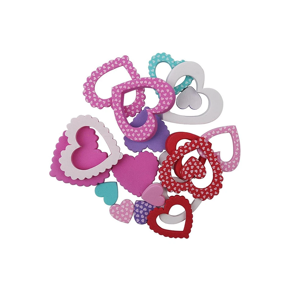 20 RUFFLED HEART STICKERS