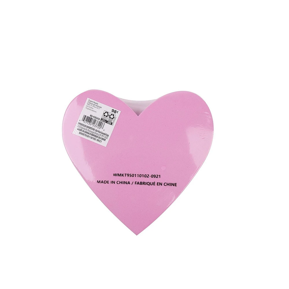 10 FOAM HEARTS PINK