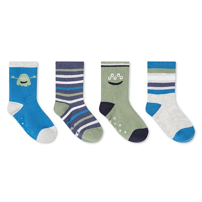 Lot de 4 paires mi-chaussettes antidérapantes George pour bébés garçons Pointures 0-8 mois