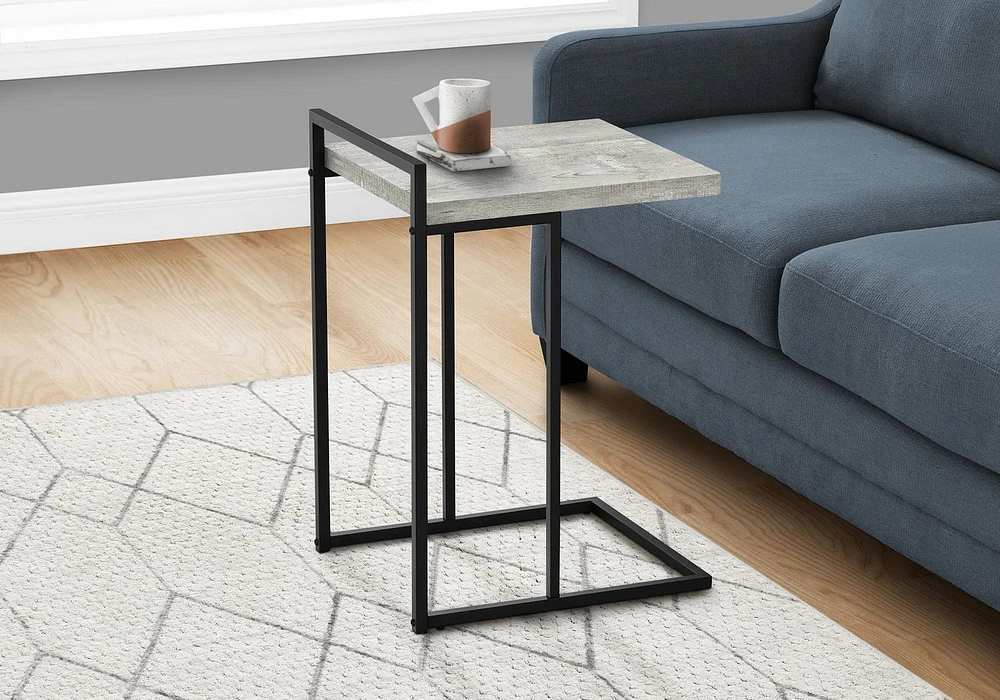 Monarch Specialties Accent Table, C-shaped, End, Side, Snack, Living Room, Bedroom, Metal, Laminate, Grey, Black, Contemporary, Modern