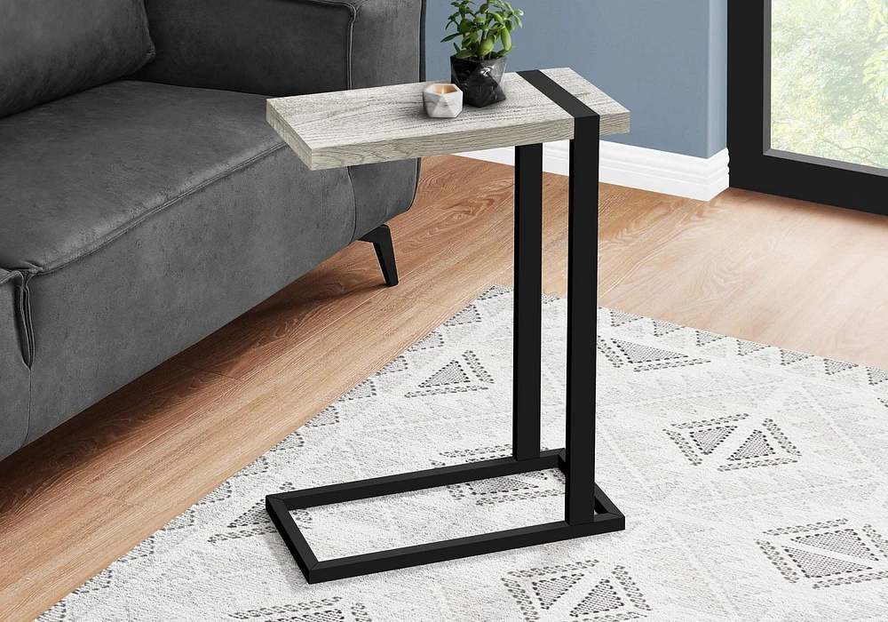 Monarch Specialties Accent Table, C-shaped, End, Side, Snack, Living Room, Bedroom, Metal, Laminate, Grey, Black, Contemporary, Modern