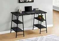 Monarch Specialties Computer Desk, Home Office, Laptop, Storage Shelves, 48"l, Work, Metal, Laminate, Black Marble Look, Contemporary, Modern