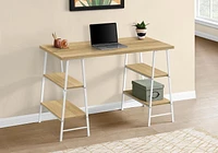 Monarch Specialties Computer Desk, Home Office, Laptop, Storage Shelves, 48"l, Work, Metal, Laminate, Natural, White, Contemporary, Modern