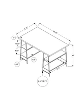 Monarch Specialties Computer Desk, Home Office, Laptop, Storage Shelves, 48"l, Work, Metal, Laminate, Natural, White, Contemporary, Modern