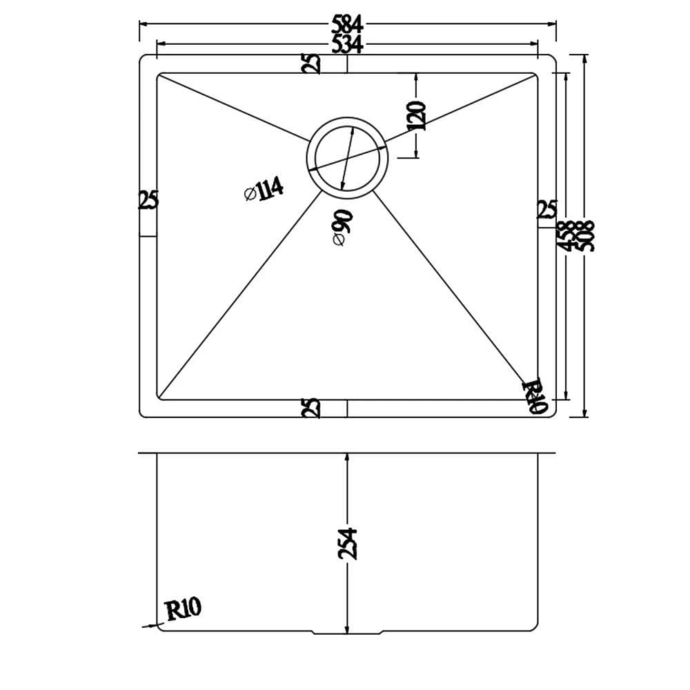 American Imaginations 23-in. W Undermount Brushed Nickel Kitchen Sink Set For Wall Mount Drilling - Strainer Included AI-29409