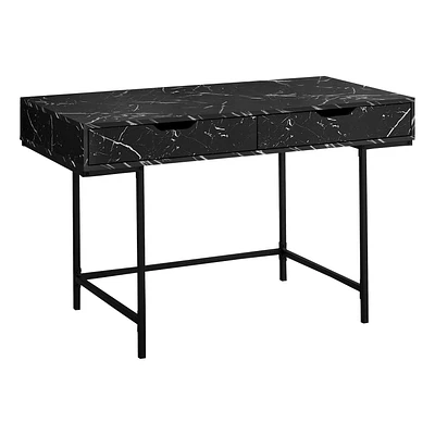 Monarch Specialties Computer Desk, Home Office, Laptop, Storage Drawers, 48"l, Work, Metal, Laminate, Black Marble Look, Contemporary, Modern