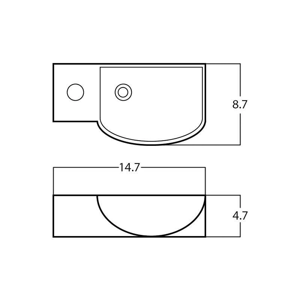 American Imaginations 14.7-in. W Above Counter Black Bathroom Vessel Sink For 1 Hole Left Drilling AI-29421