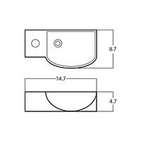 American Imaginations 14.7-in. W Above Counter Black Bathroom Vessel Sink For 1 Hole Left Drilling AI-29421