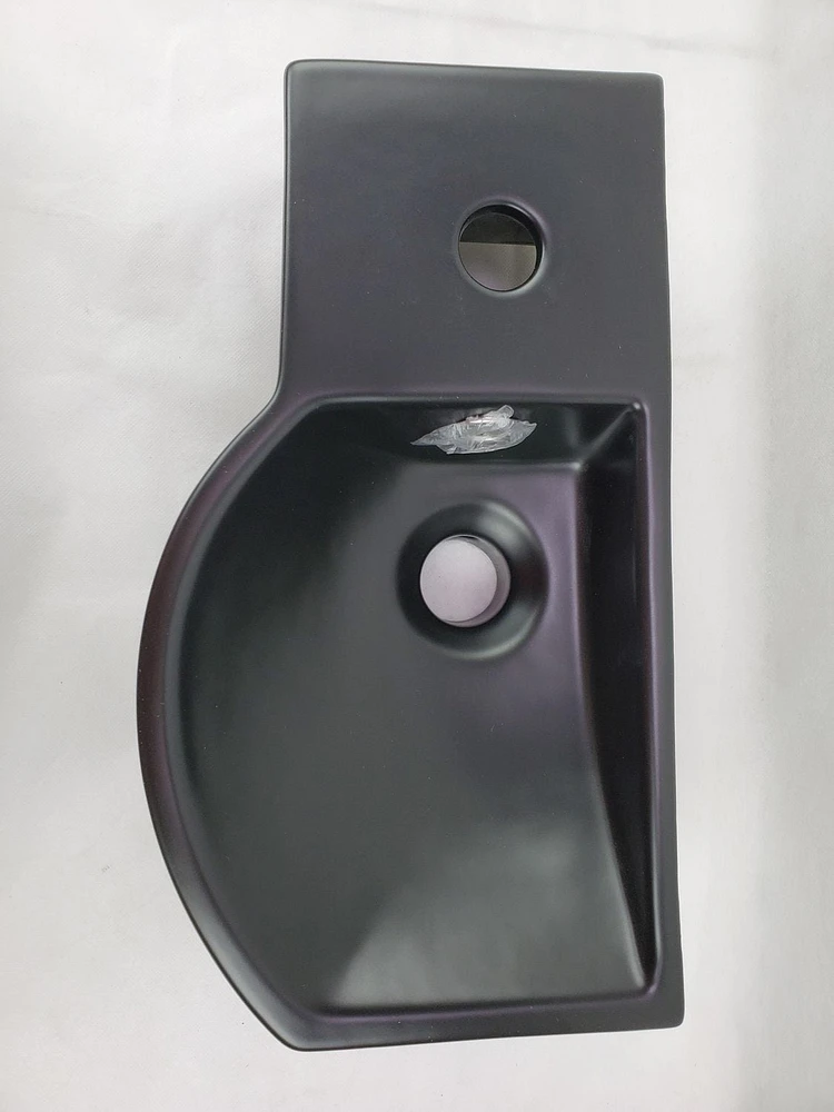 American Imaginations 14.7-in. W Above Counter Black Bathroom Vessel Sink For 1 Hole Left Drilling AI-29421