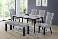 Aerys Lucky Dining Bench with patterned and padded seating in PU Grey