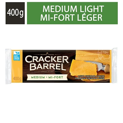 Cracker Barrel Cheddar Coloured Medium Lite Cheese, 400g